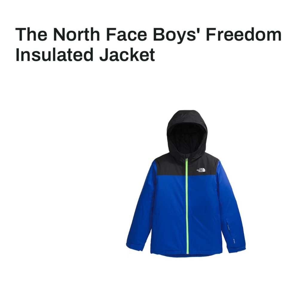 The North Face Boys'  Freedom Insulated Blue and Black Hooded Jacket